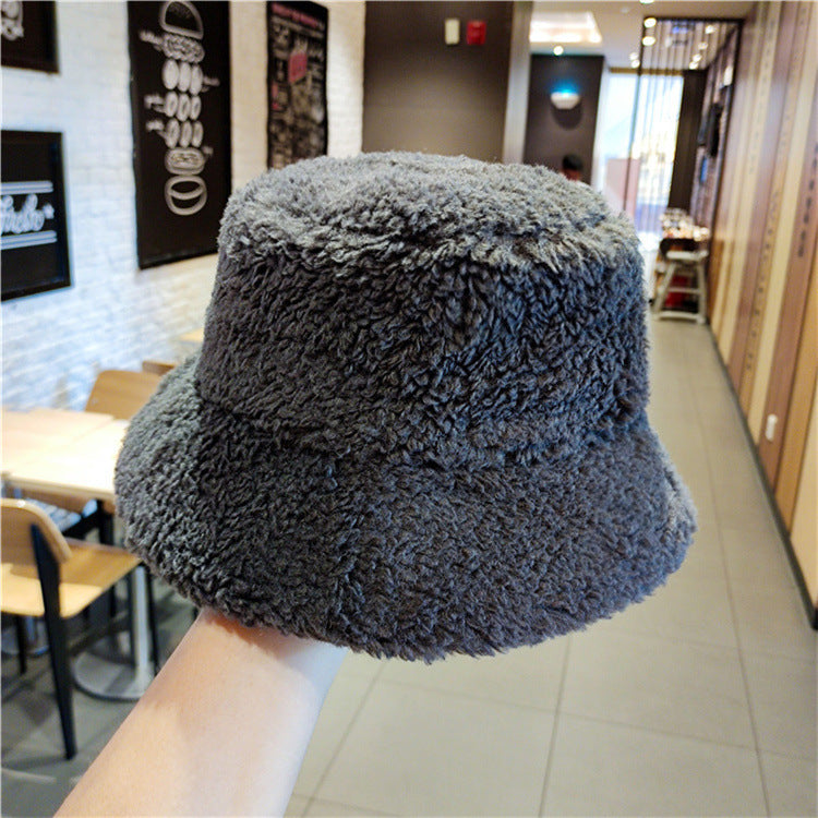 Autumn and winter bucket hat lambskin bucket hat winter women's plush fashion warm hat cold hat men