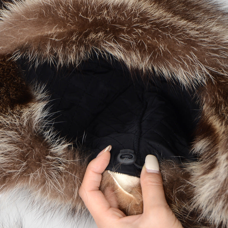 Real fur raccoon hat for girls, children, adults, ear protection, cold-proof Lei Feng hat