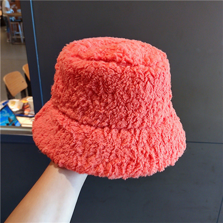 Autumn and winter bucket hat lambskin bucket hat winter women's plush fashion warm hat cold hat men