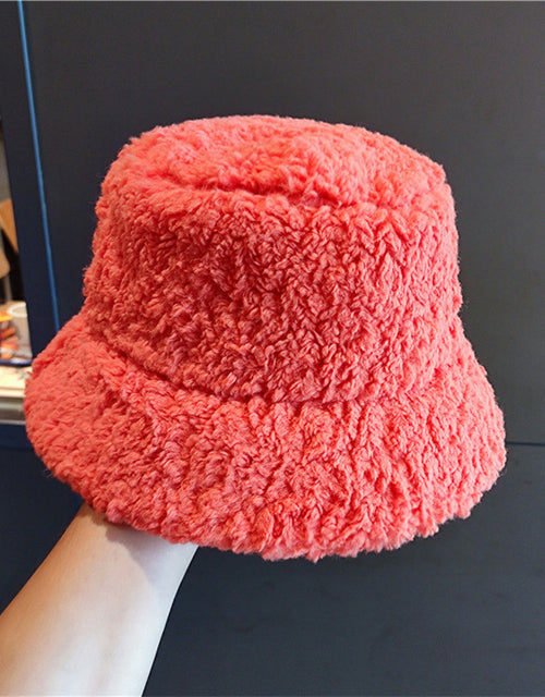 Autumn and winter bucket hat lambskin bucket hat winter women's plush fashion warm hat cold hat men