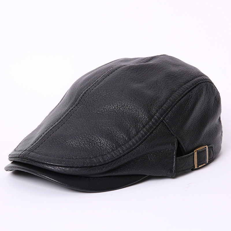 Spring and autumn men's single leather hat genuine leather sheepskin casual duckbill cap