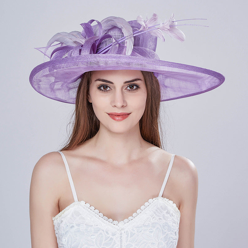 Flower handmade hat linen hat wedding banquet hat