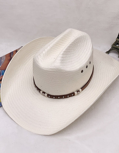 Hard shell five-point straw hand-woven western cowboy hat knight hat beach sun hat sun hat