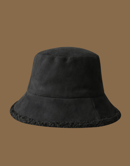 Autumn and winter hats for women lambskin fashionable warm double-sided fisherman hat solid color versatile plush bucket hat