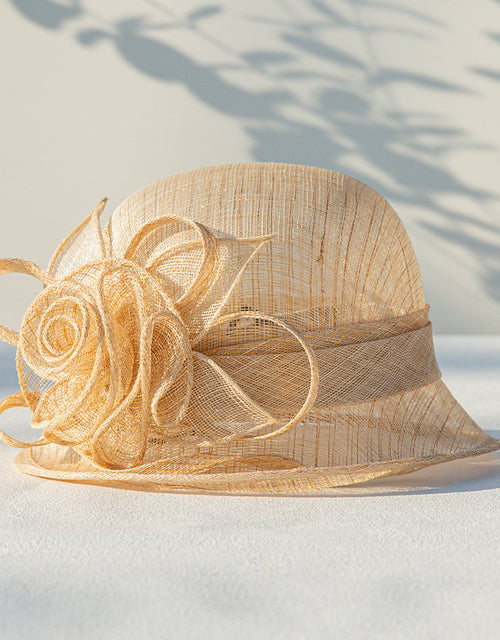 Retro hat women summer elegant flower linen hat sun hat