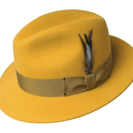 Fashionable ribbon decorated wool hat solid color feather wool felt hat