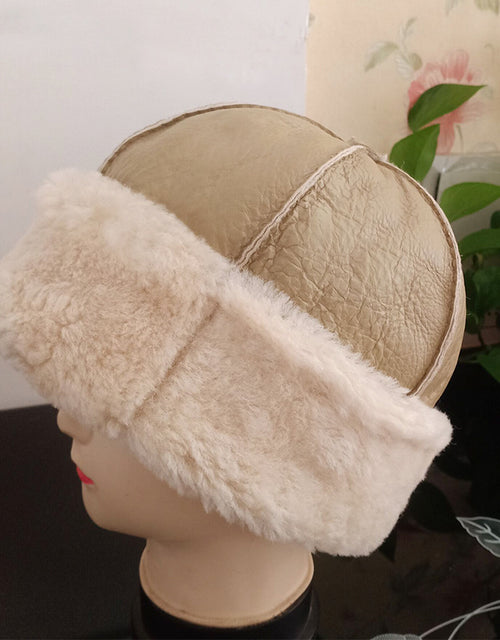 Sheepskin hat pure handmade fur hat winter cold and windproof plus velvet warm earmuffs