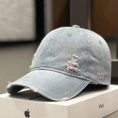 Denim hole hat for women Spring and autumn casual all-match cap for men