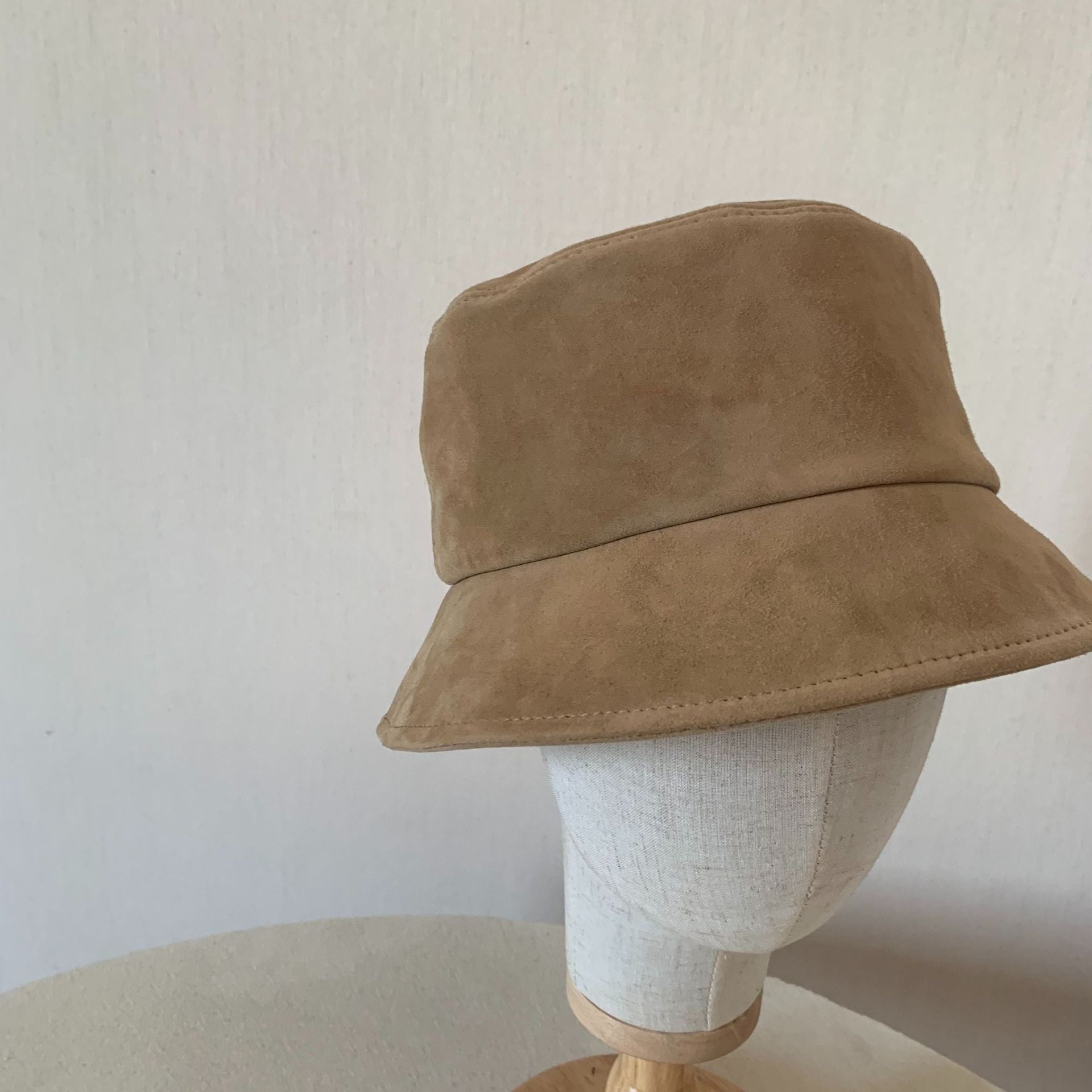 Sheepskin genuine leather solid color flat hat autumn and winter fisherman bucket hat beret