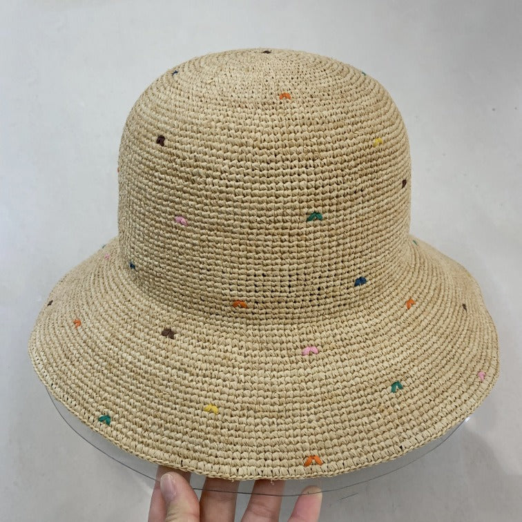 Spring and summer fisherman hat pure hand-woven straw hat sun hat versatile temperament beach hat