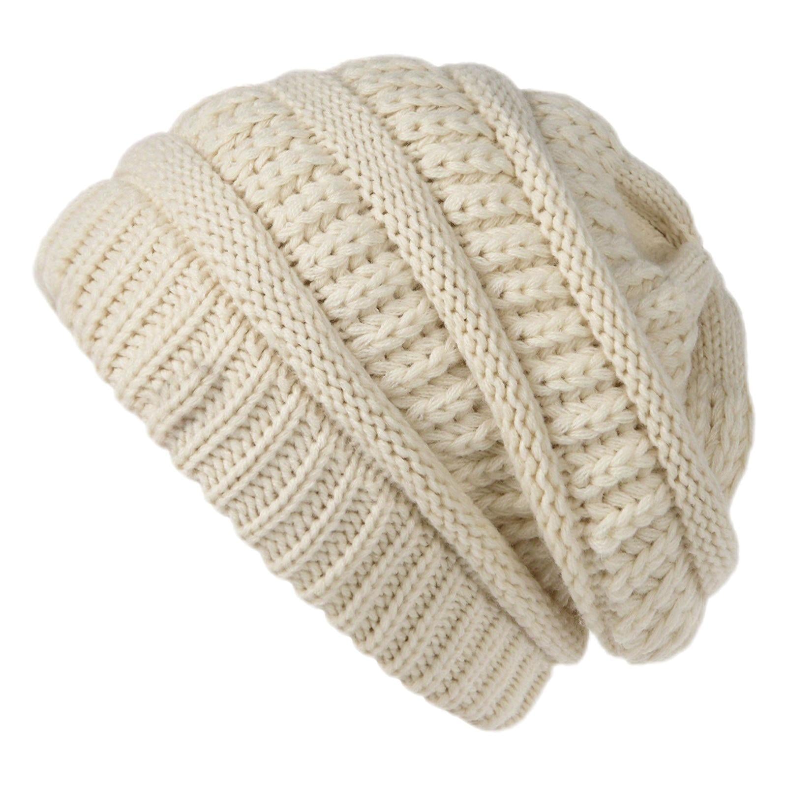 Warm and soft stretch knitted hat without brim skull adult ski big brim hat without lining