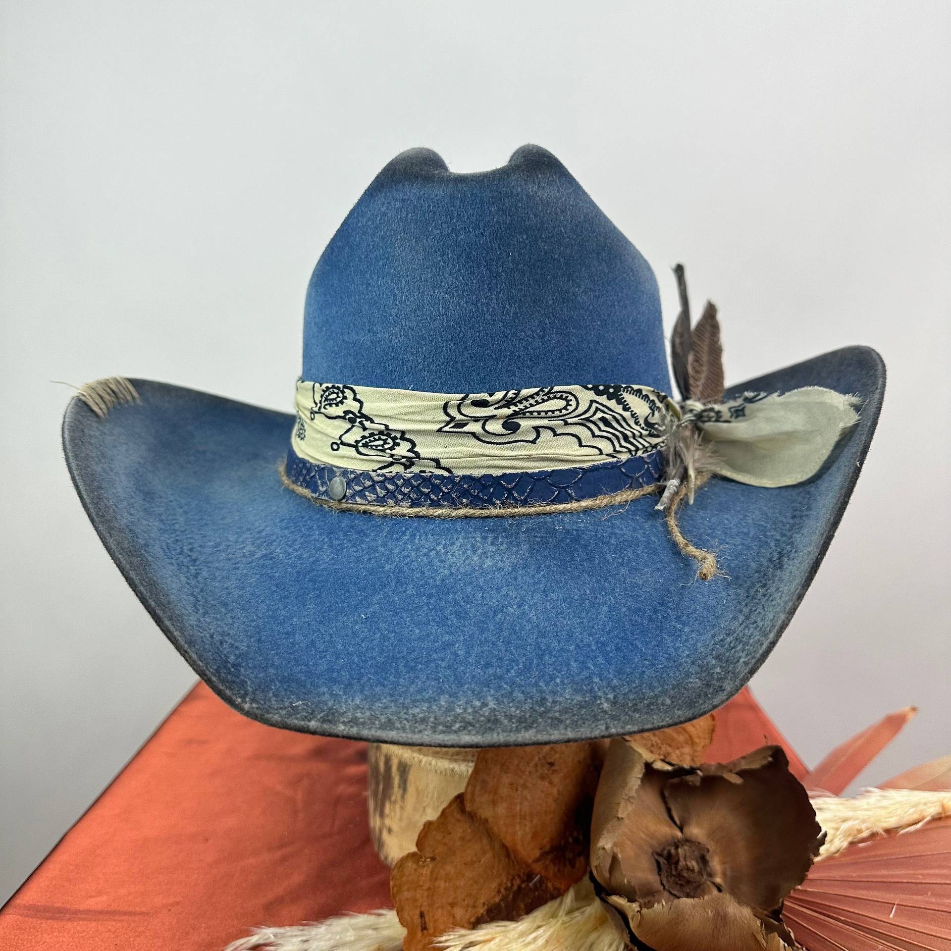 Cowboy hat with ribbon decoration pure wool cowboy felt hat western sheep felt cowboy hat