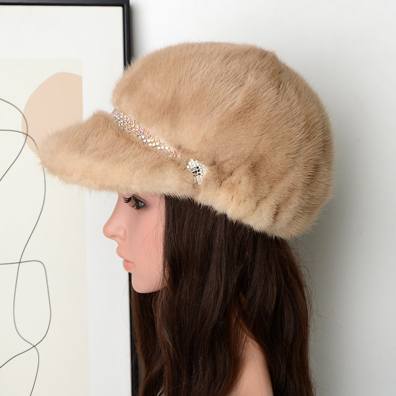 Fashion mink fur hat for women autumn and winter warm fur cap