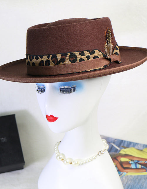 Wide Brim Retro Wool Flat Top Hat Autumn and Winter Felt Hat