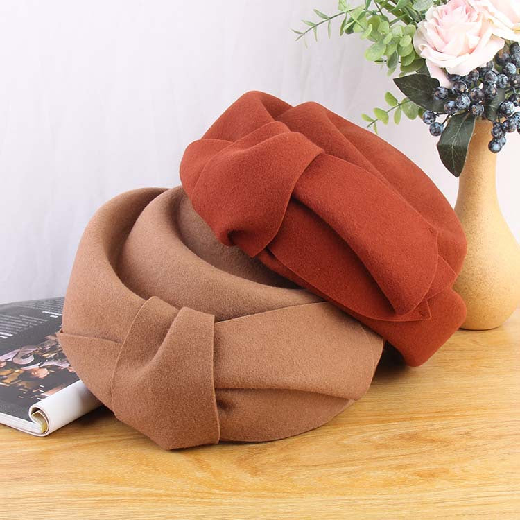 Women's Autumn and Winter Elegant Bow Wool Beret Retro Fashion Hat