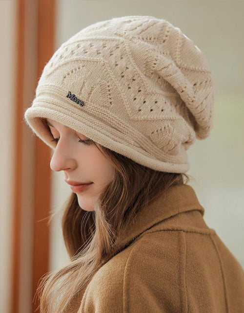 Fashionable double layer hat for women autumn and winter warm all-match knitted hat