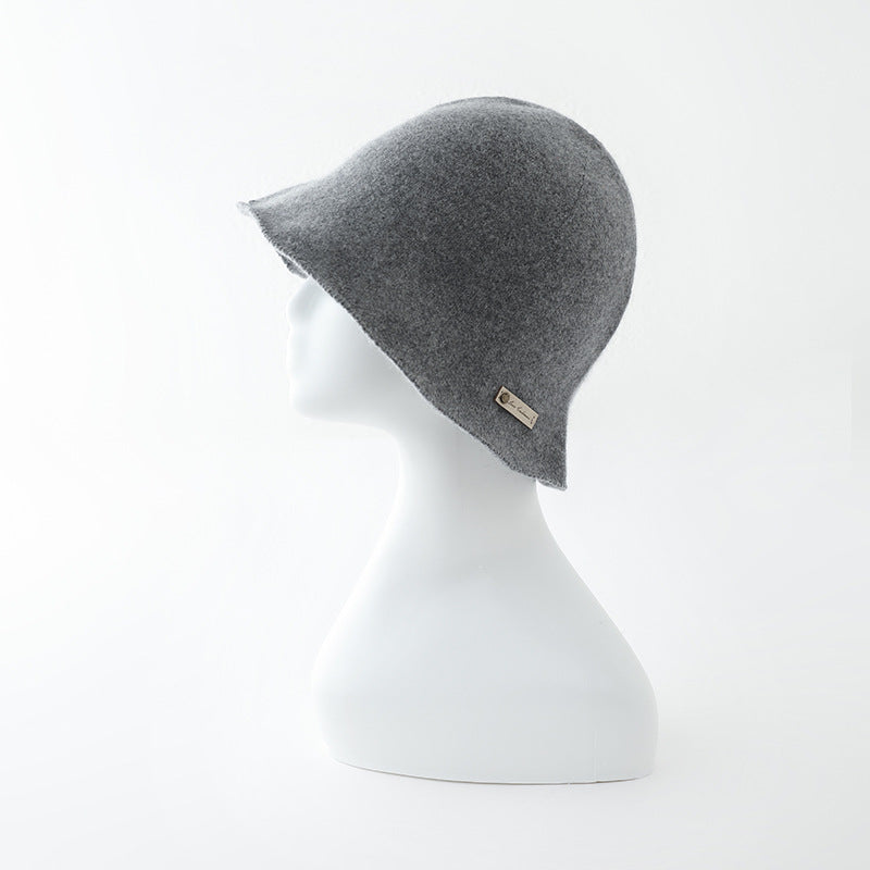 Fashion new cashmere hat women's pure cashmere bucket hat autumn and winter warm wool hat