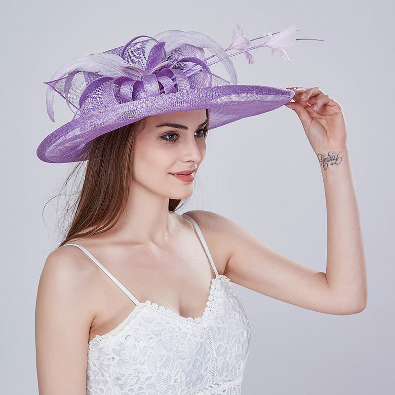 Flower handmade hat linen hat wedding banquet hat