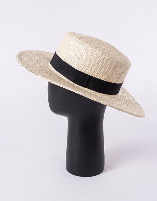 Spring and summer fashion retro ladies wide brim ribbon flat top straw hat outdoor shopping sun hat