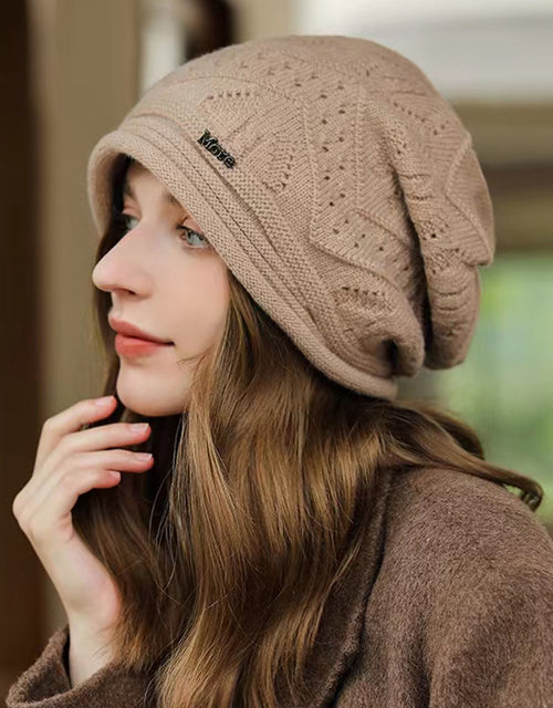 Fashionable double layer hat for women autumn and winter warm all-match knitted hat