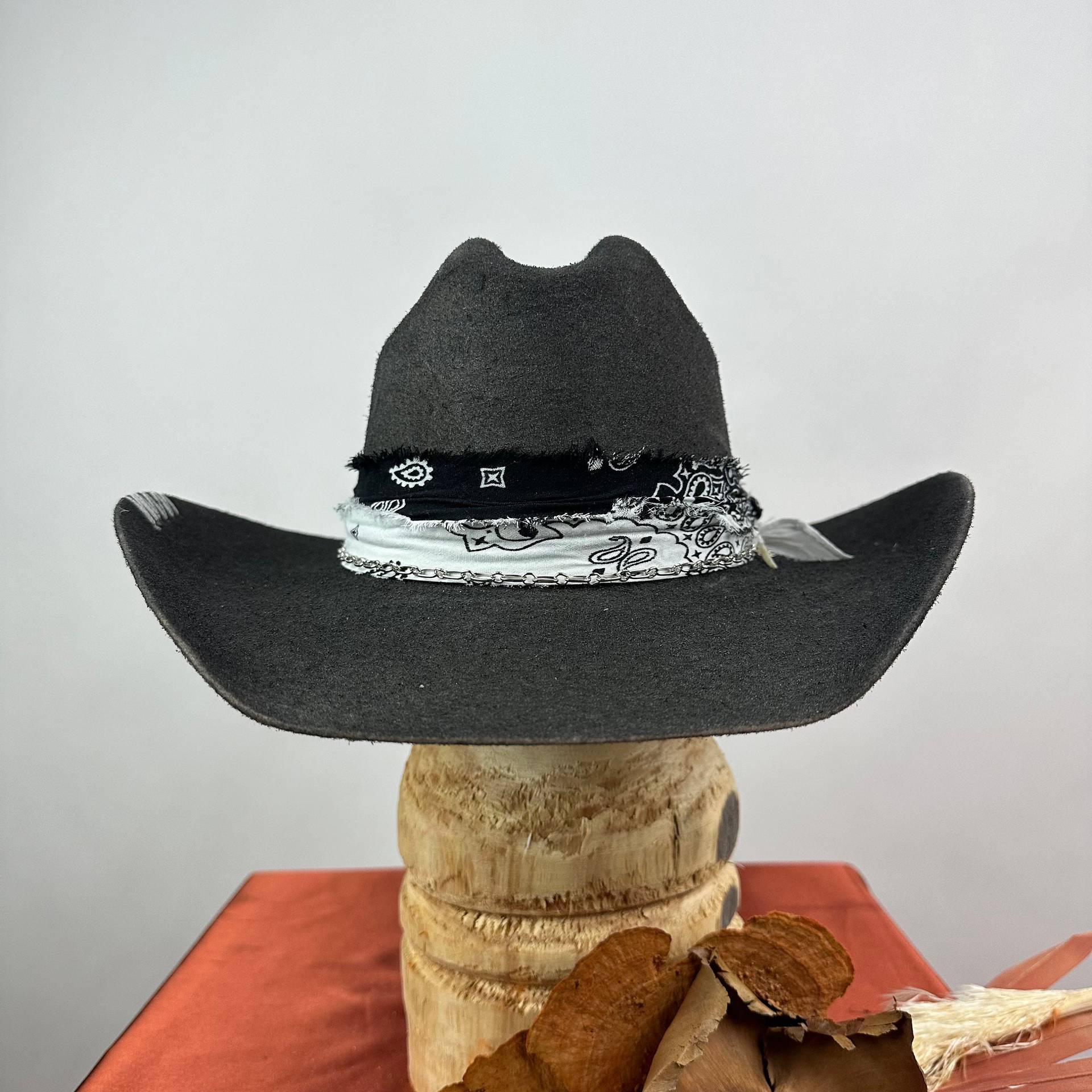 Cowboy hat with ribbon decoration pure wool cowboy felt hat western sheep felt cowboy hat