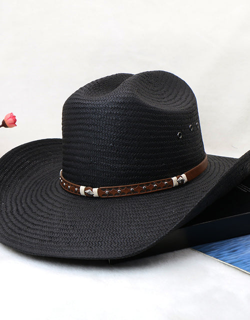 Hard shell five-point straw hand-woven western cowboy hat knight hat beach sun hat sun hat