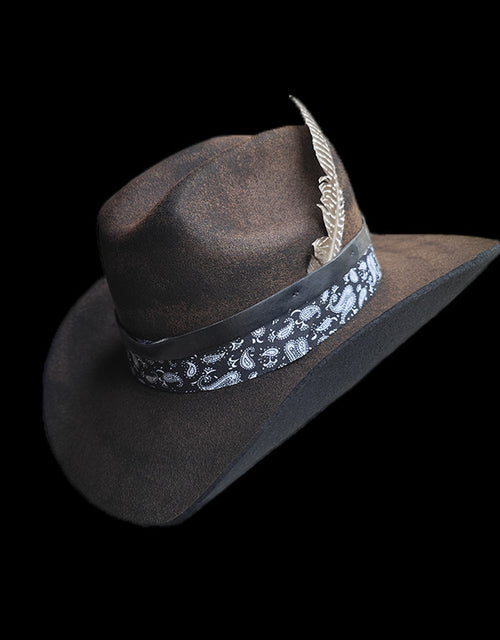 Retro distressed cowboy hat fashion pure wool outdoor sheep felt hat