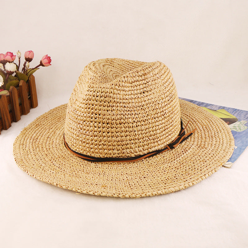 Fashion Crochet Straw Hat Casual Short Brim Straw Hat Unisex