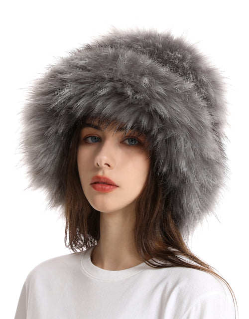 Fashion large brim bucket hat for women winter fur warm thick imitation fur hat