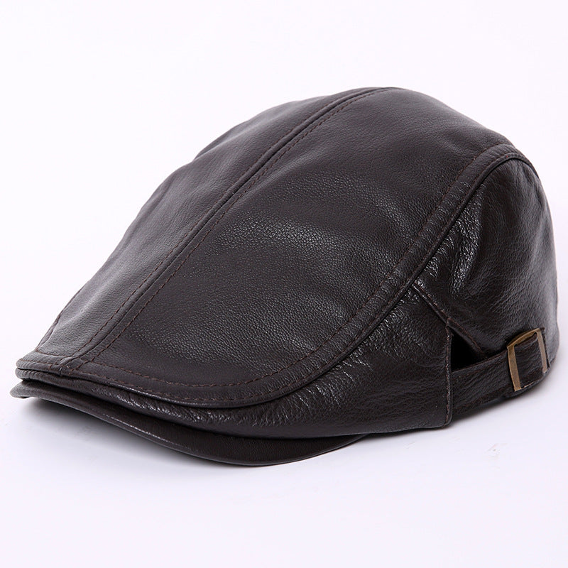 Spring and autumn men's single leather hat genuine leather sheepskin casual duckbill cap