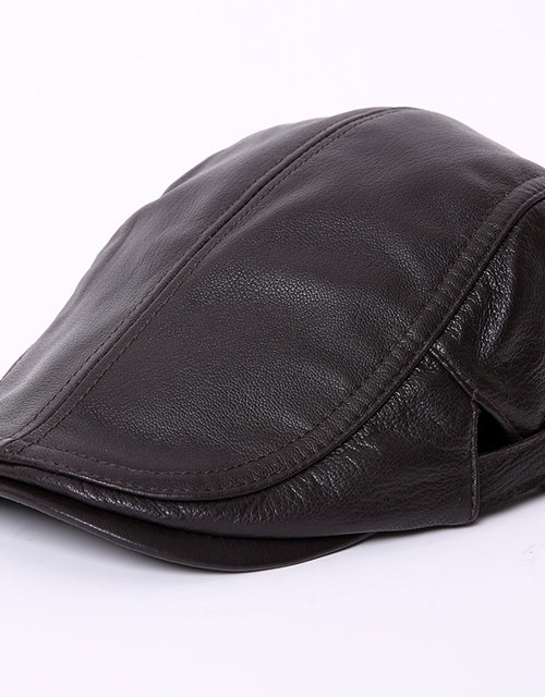 Spring and autumn men's single leather hat genuine leather sheepskin casual duckbill cap