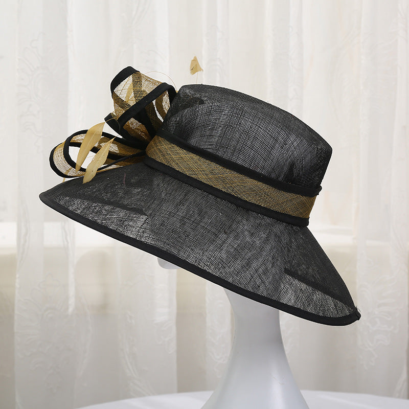 Handmade linen hat fashion bow hat