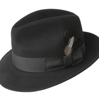 Fashionable ribbon decorated wool hat solid color feather wool felt hat