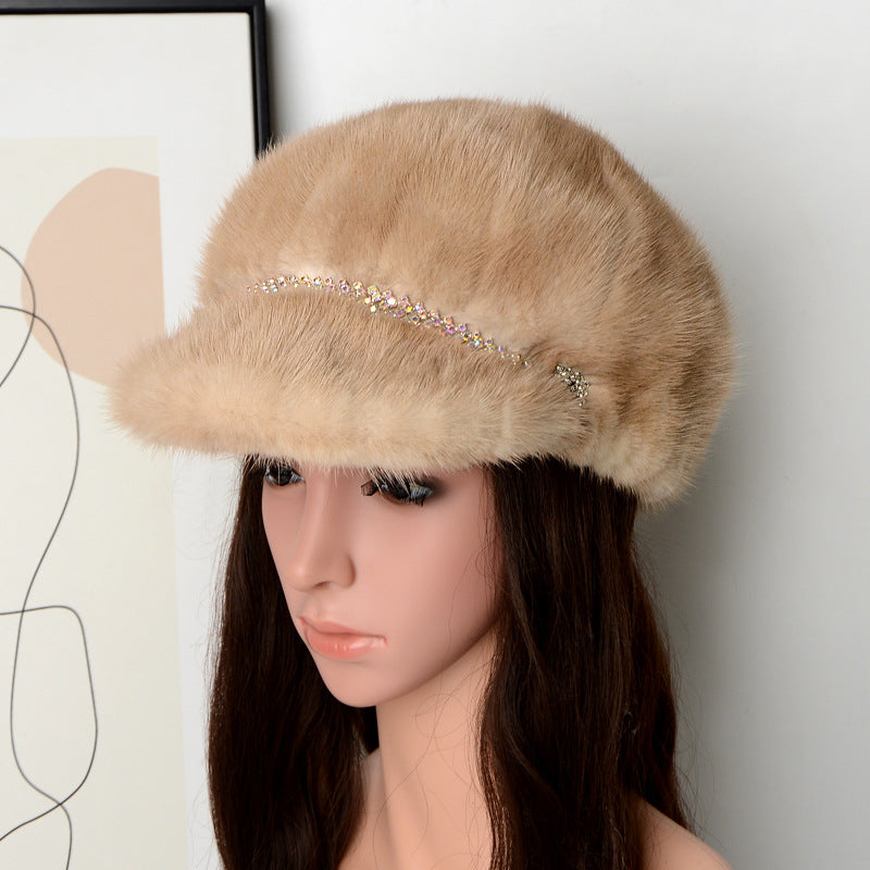 Fashion mink fur hat for women autumn and winter warm fur cap