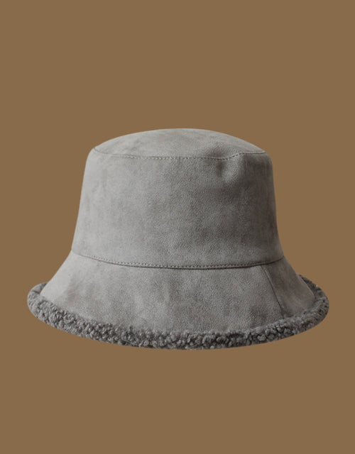 Autumn and winter hats for women lambskin fashionable warm double-sided fisherman hat solid color versatile plush bucket hat