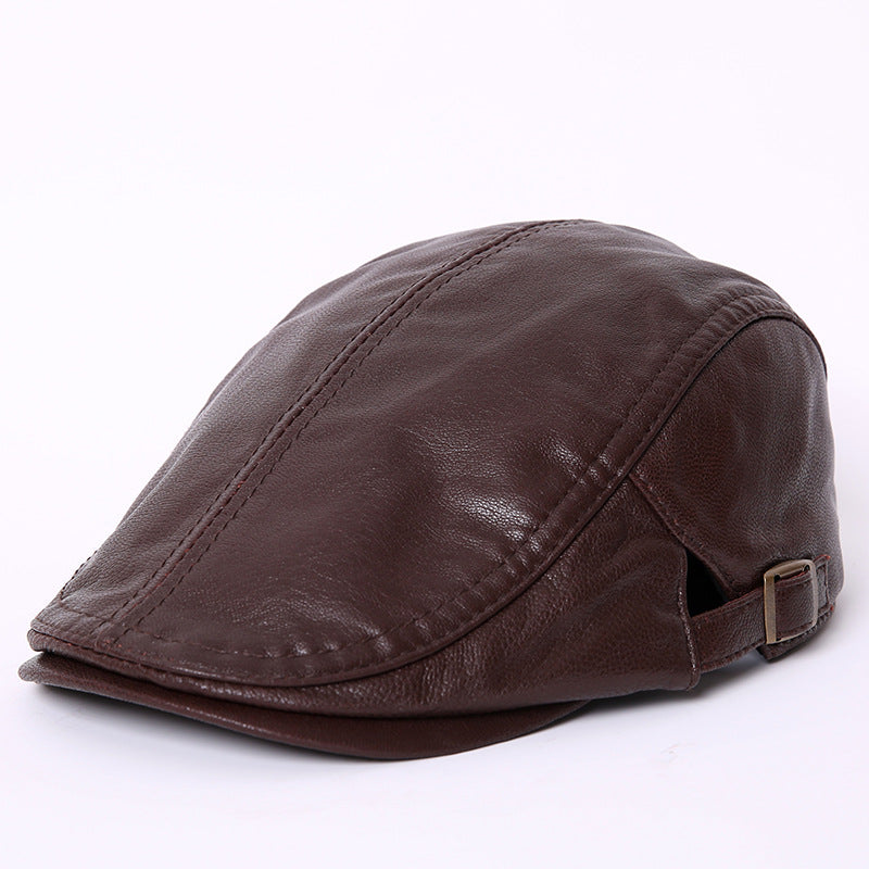 Spring and autumn men's single leather hat genuine leather sheepskin casual duckbill cap