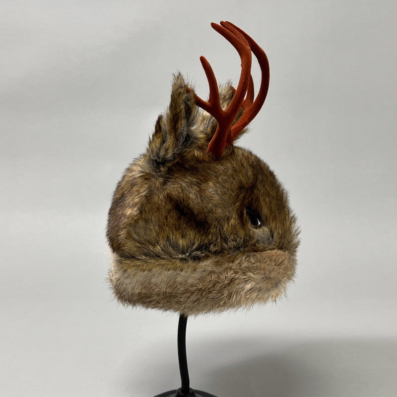 Winter Simulation Fawn Antlers Adult Hat Faux Fur Children's Unicorn Hat