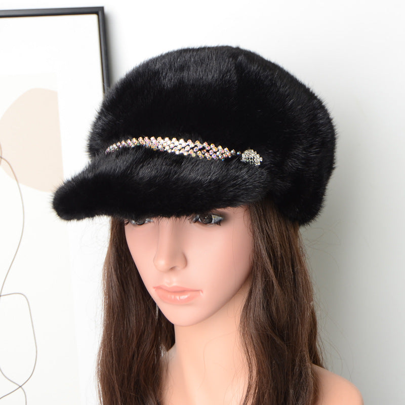 Fashion mink fur hat for women autumn and winter warm fur cap