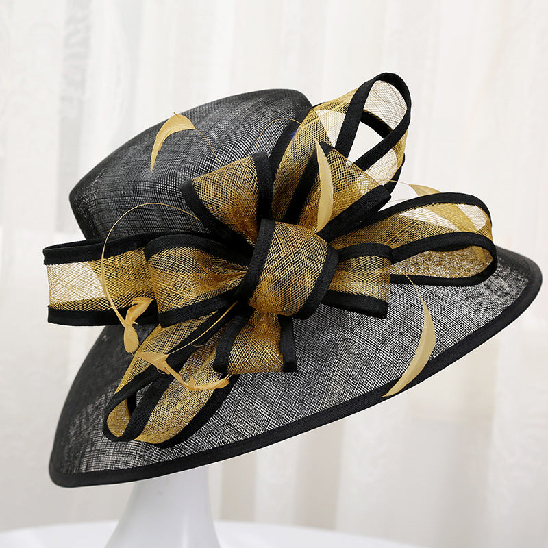 Handmade linen hat fashion bow hat