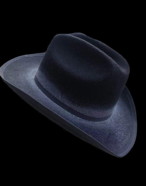 Pure wool cowboy hat fashionable and versatile old western cowboy hat thin ribbon decorated wool hat