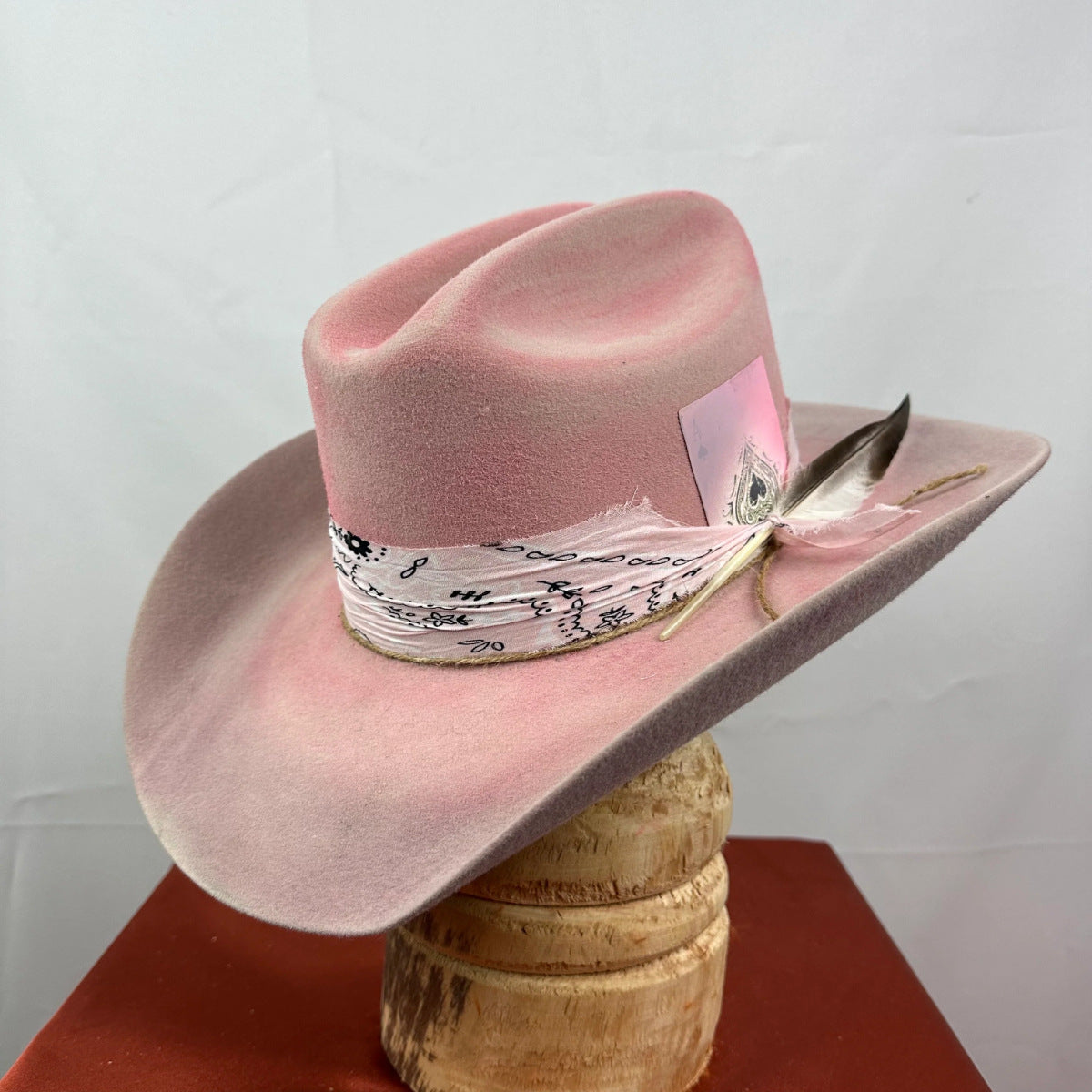 Cowboy hat with ribbon decoration pure wool cowboy felt hat western sheep felt cowboy hat