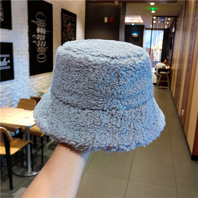 Autumn and winter bucket hat lambskin bucket hat winter women's plush fashion warm hat cold hat men