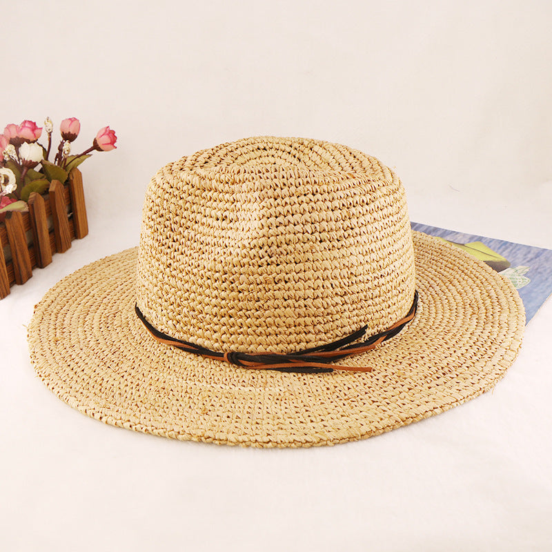 Fashion Crochet Straw Hat Casual Short Brim Straw Hat Unisex