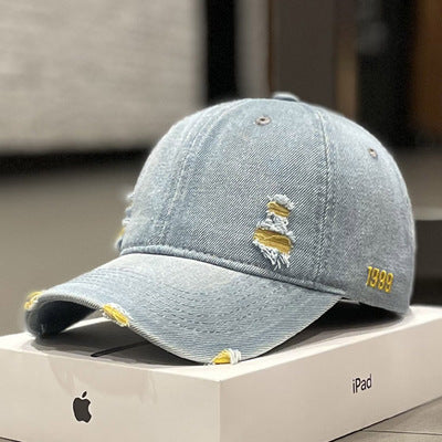 Denim hole hat for women Spring and autumn casual all-match cap for men