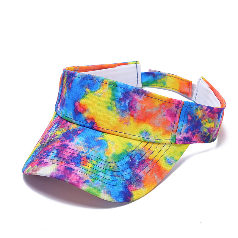 Tie-dye hat sun protection breathable sports running cap summer leisure hip-hop open top hat for men and women