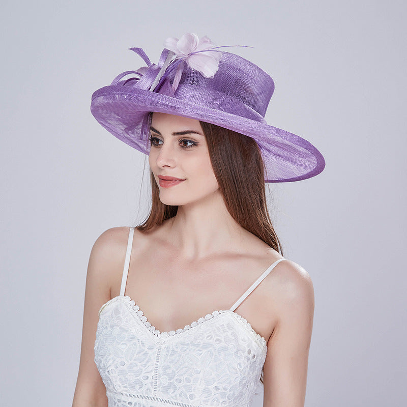 Flower handmade hat linen hat wedding banquet hat