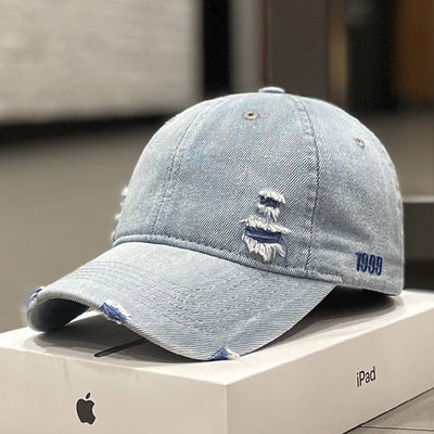 Denim hole hat for women Spring and autumn casual all-match cap for men