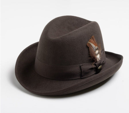 Gentleman's hat pure wool bow autumn and winter hat sheep felt hat