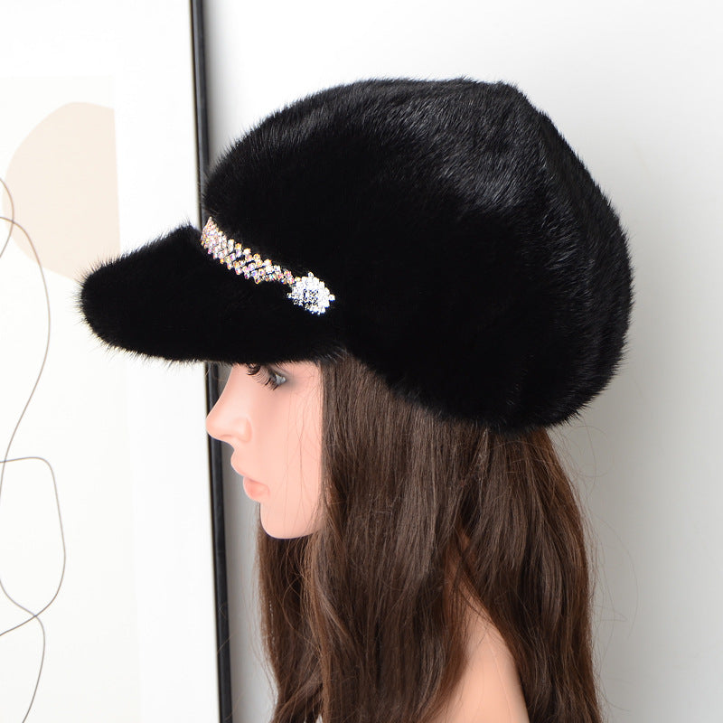 Fashion mink fur hat for women autumn and winter warm fur cap