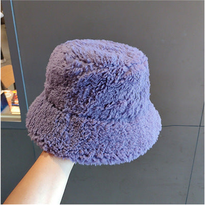 Autumn and winter bucket hat lambskin bucket hat winter women's plush fashion warm hat cold hat men